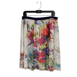 Liz Claiborne Women’s Skirt Floral Knee Length Flowy Lined Elastic Waist Sz L